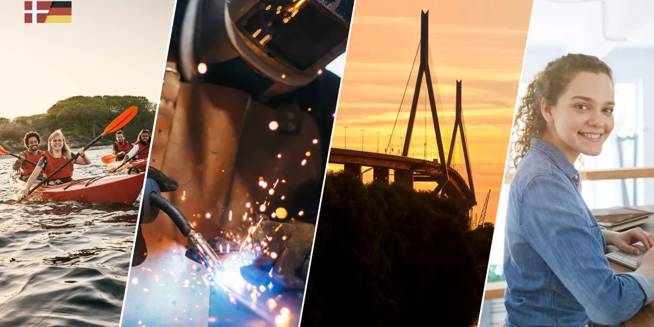 Collage of people and work