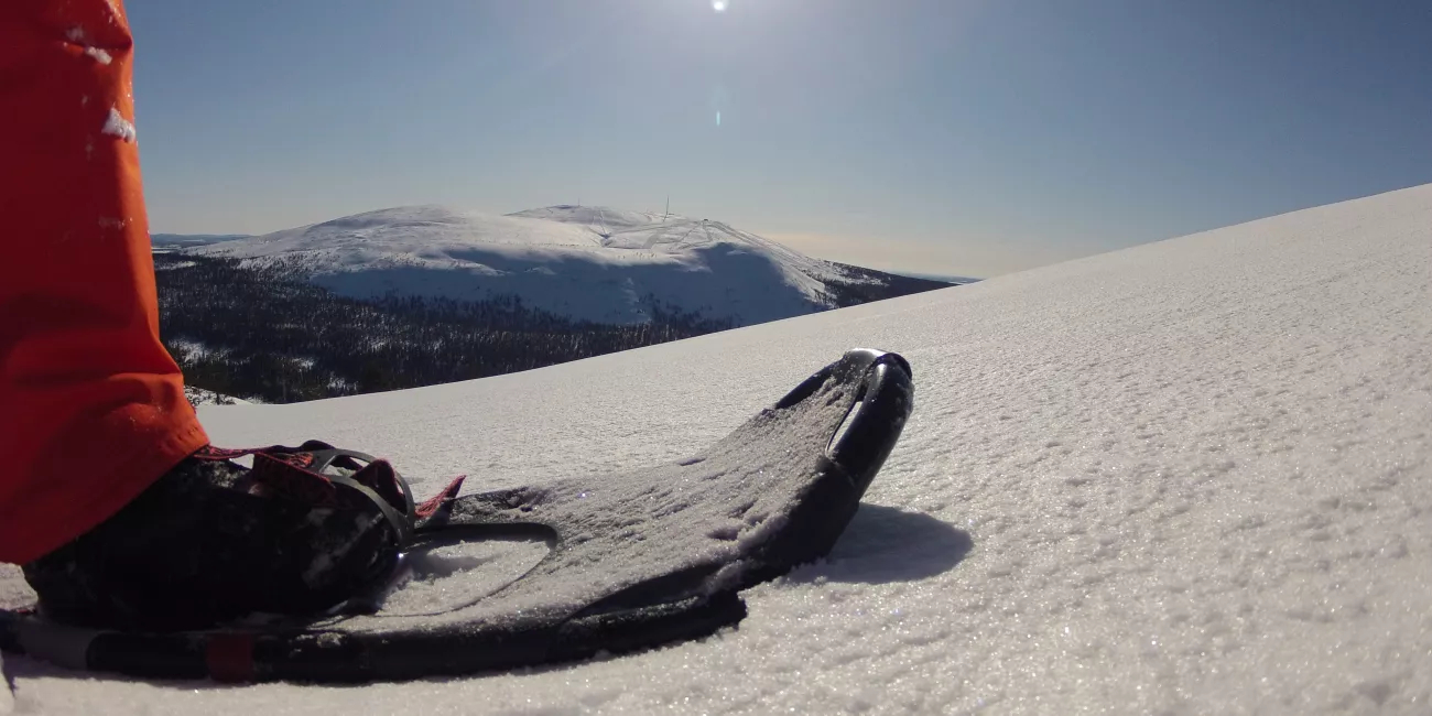 Snowboarder on the top of the mountain