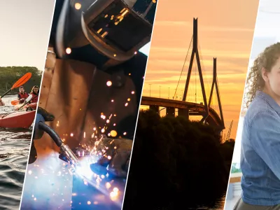 Collage of people and work