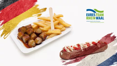 Currywurst and Frikandel served with sauce